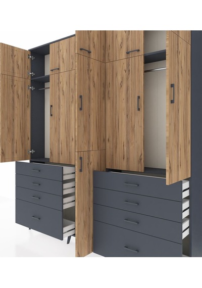 Arges Dolap 8 Raflı 8 Çekmeceli 3 Askılı 220x30x243 Antrasit-çam/antrasit Atlas Çam/antrasıt Arges Dolap 8 Raflı 8 Çekmeceli 3 Askılı 220x30x243 Antrasit-çam/antrasit Atlas Çam/antrasıt