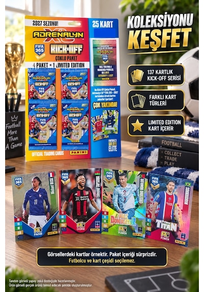 Panini Fıfa 365 2027 Adrenalyn Xl Kick-off Futbolcu Kartı 4 Paket + 1 Limited Edition - 25 Adet Kart