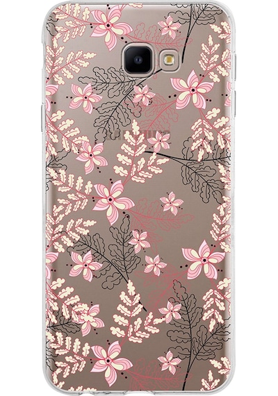 Samsung Galaxy Uyumlu J4 Core Kapak Floral Kırmızı Tasarımlı Şeffaf Silikon Kılıf