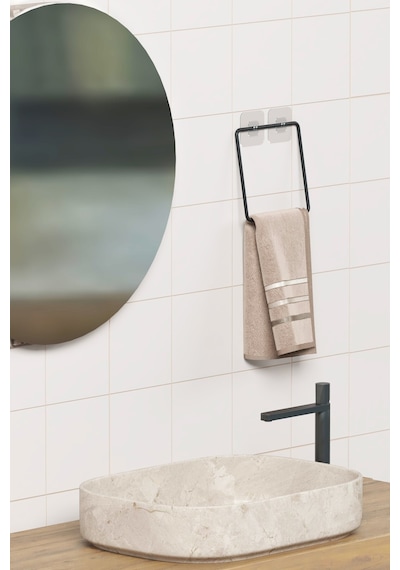 Zabata Yapışkanlı Havluluk Siyah Havlu Askısı Metal Havlu Tutacağı Banyo Mutfak Havluluğu Minimal Siyah