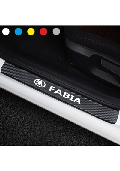 Skoda Fabia İçin Uyumlu Aksesuar Oto Kapı Eşiği Sticker Karbon 4 Adet Kırmızı