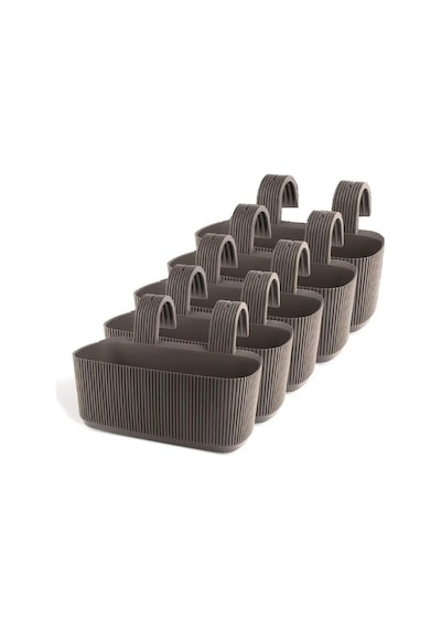 Omnipazar Krs-249 Plastik Pera Askılı Balkon Saksı 3.2 Lt Kahverengi 5 Adet