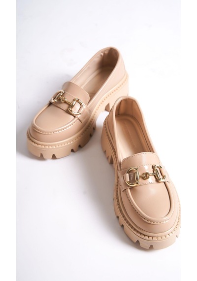 Mubiano Mb1180-n Kalın Taban Nude Tokalı Kadın Kolej Loafer Nude