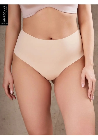 Mistirik Lazer Yüksek Bel String Tanga Slip Korse Ten Renk Açık Bej