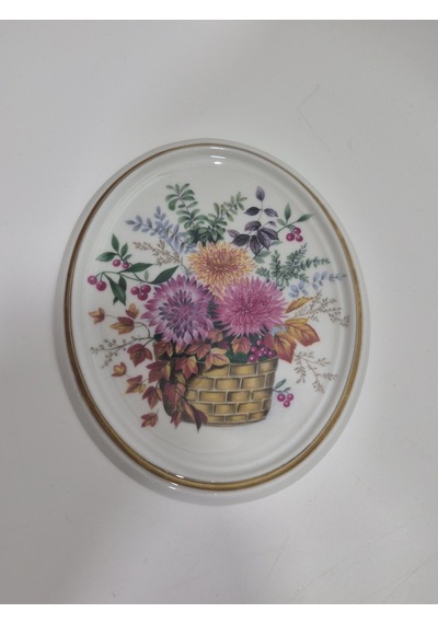 Vintage Dekoratif Çiçek Temalı Porselen Duvar Tabağı 13,5cm 002