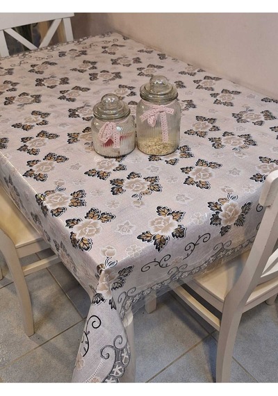 Ithal Pvc Muşamba - Desenli Silinebilir Masa Örtüsü 07iz09 Kahverengi