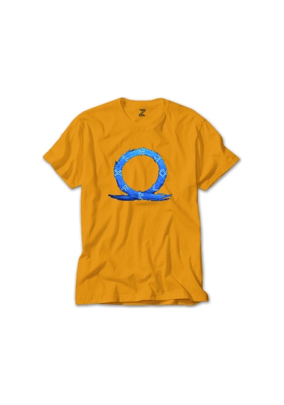 God of War Ragnarok Blue Logo Sarı Tişört