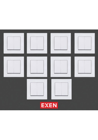 Exen Karell Beyaz Komütatör Çerçeveli 10 Adet