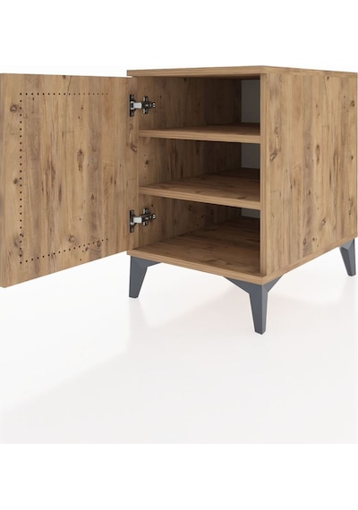 Kronos Komodin 2 Raflı Tek Kapaklı 44x59x64 Çam-çam Atlas Çam