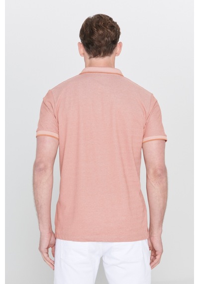 Ac&Co / Altınyıldız Classics 4A4820200047Ktes Düğmeli Polo Yaka Cepsiz Slim Fit Erkek Tişört Kiremit - Bej