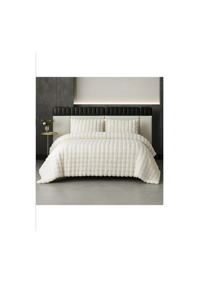 Ak Home Textile Diamond Kürk Comforter Set, Çift Kişilik Yorgan Seti 220x240 -bubble Krem Bej