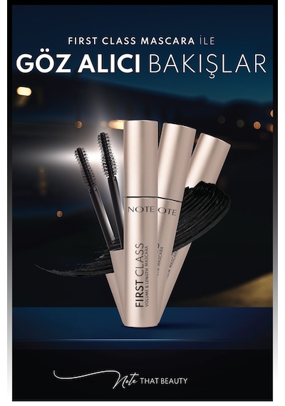 Note Cosmetique First Class Hacim ve Uzatma Etkili Maskara - Siyah