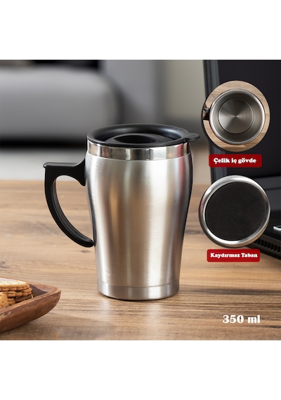 Porsima 05550 Paslanmaz Çelik Termos Kupa Termos Bardak 350ml Güm