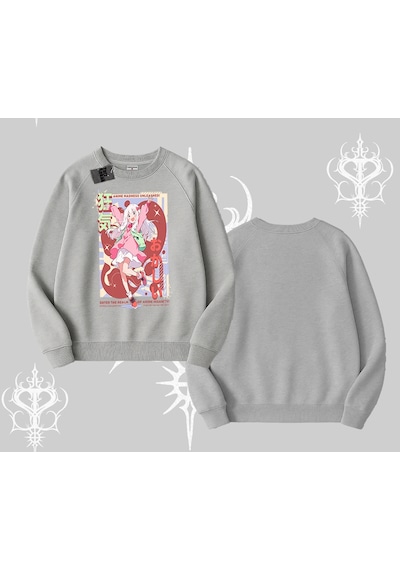 Startmore Biskilet Sweatshirt Madness Unleashed Anime Girl Baskılı Gri