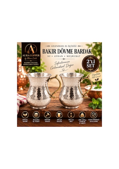 2 Li Bakır Dövme Ayran Bardağı Seti 300 Ml İçi Kalaylı Kulplu Su Meşrubat Bardağı Kupa -- Bakır Bileklik Hediyedir Trs-0165 2 Li Bakır Dövme Ayran Bardağı Seti 300 Ml İçi Kalaylı Kulplu Su Meşrubat Bardağı Kupa -- Bakır Bileklik Hediyedir Trs-0165