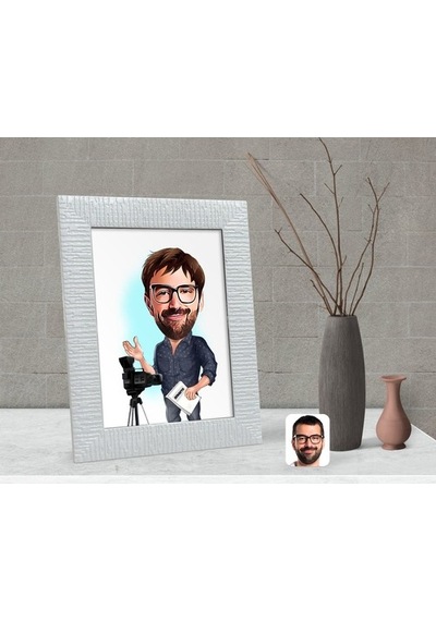 Kişiye Özel Erkek Yönetmen Karikatürlü Dekoratif Çerçeve-1