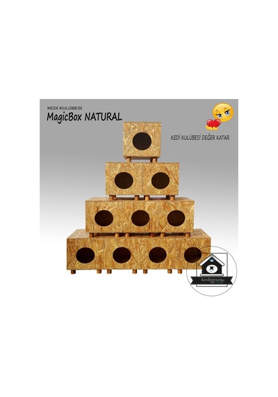 Kedi Kulübesi Magicbox V Vernik Korumalı Ahşap Kedi Evi 36 x 32 x 37 CM