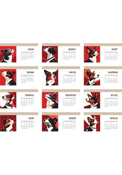 Köpek Temalı Poster Masaüstü Takvimi-2219