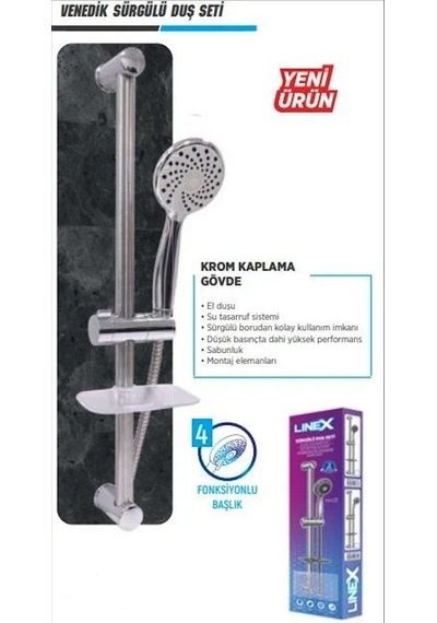 Linex Venedik Sürgülü Duş Seti Krom