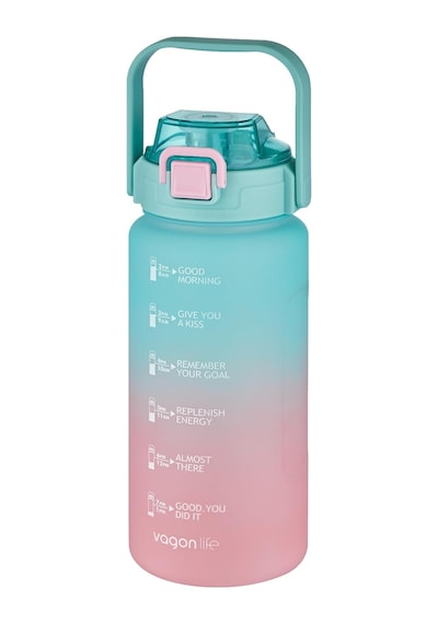 Vagonlife 1500ml -yenilenen Renkler- Pipetli/pipetsiz Kullanım Çift Renk Softtouch Motivasyon Matarası Çıkartma Hed Genel