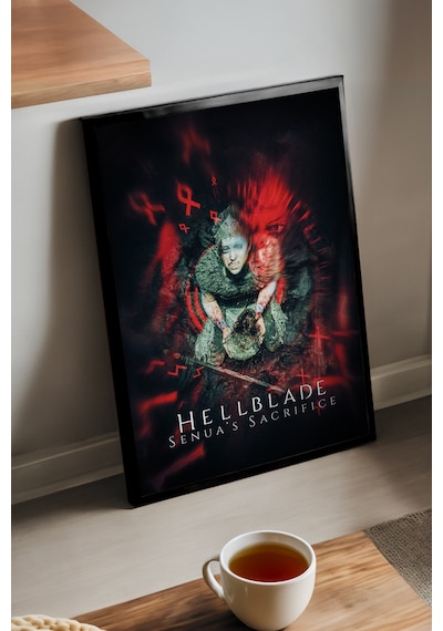 Hellblade Siyah Ahşap Çerçeveli Poster, Dekoratif Oyun Duvar Tablosu