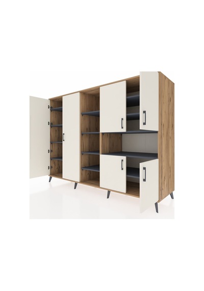 Kronos Dolap 13 Raflı 6 Kapaklı 220x59x163 Çam-aytaşı/antrasit Aytası/antrasıt - Atlas Çam Kronos Dolap 13 Raflı 6 Kapaklı 220x59x163 Çam-aytaşı/antrasit Aytası/antrasıt - Atlas Çam