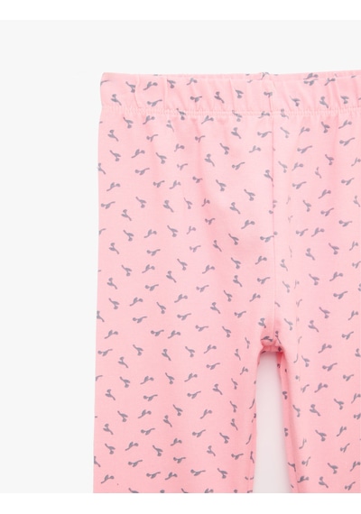 Koton Pamuklu Beli Lastikli Desenli Tayt Pembe Desenli 7wmg40043ak