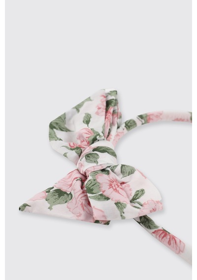 Panço Liberty Kumaş Çiçek Desenli Kız Çocuk Taç Pembe