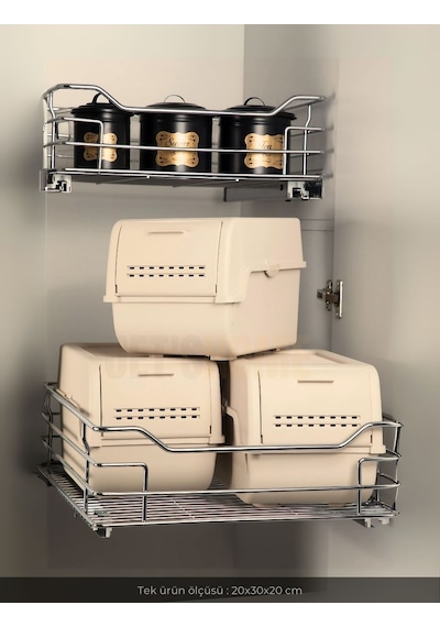 3'lü Set Organizer Erzak Kutusu Bpa Free Saklama Kutusu Soğanlık Sebzelik Sepet Krem 8 Lt X 3 Krem