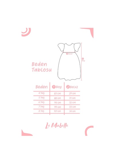 Le Mabelle Pembe Yıldızlı Tül Etekli Kız Çocuk Elbise - Elsa Pembe