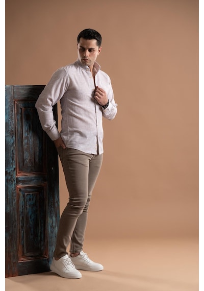Evrytime Slimfit Bitik Kare Yaka Düğmeli Uzun Kol Erkek Yazlık Gömlek 001