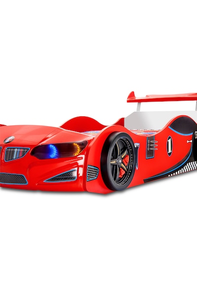Gt2 - Arabalı Yatak - Araba Yatak, Işıklı, Kırmızı Tek Kişilik