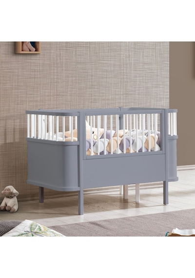 Mdf Beşik 130x90 Trend Büyüyen Beşik Antrasit + 1 Comfort Yatak Antrasit