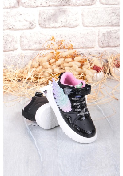Fort Cool Helen Rahat Hafif Kanat Figürlü Bilekli Sneaker Kız Çocuk Ayakkabı Siyah-Pembe Fort Cool Helen Rahat Hafif Kanat Figürlü Bilekli Sneaker Kız Çocuk Ayakkabı Siyah-Pembe