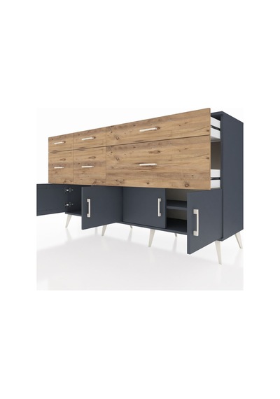 Kronos Konsol Tek Raflı 6 Çekmeceli 4 Kapaklı 176x59x99 Antrasit- Antrasit-antrasit/çam Kronos Konsol Tek Raflı 6 Çekmeceli 4 Kapaklı 176x59x99 Antrasit- Antrasit-antrasit/çam