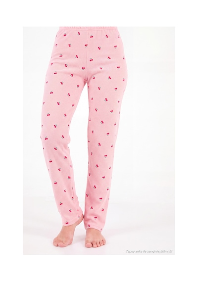 Lela Desenli Düğmeli Bisiklet Yaka Uzun Kollu Pijama Takımı Kadın Pijama Takımı 6575021 Pembe