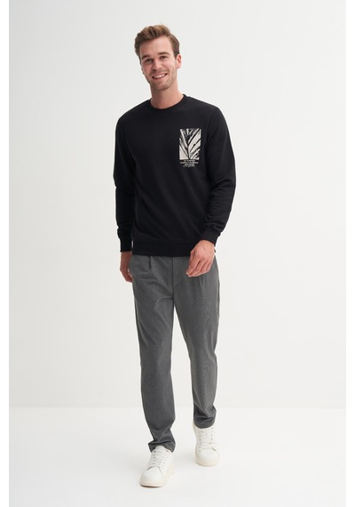 Cazador 53805 Erkek Bisiklet Yaka Sweatshirt Siyah
