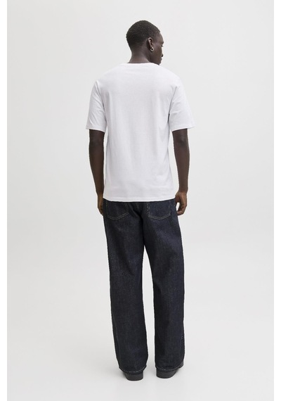 Jack & Jones Erkek Bisiklet Yaka Grafik Baskılı Tişört Beyaz