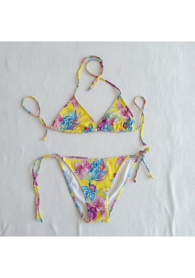 Bonbon Kadın Plaj Giyim Desenli Bikini Takım Bb2599 Çok Renkli