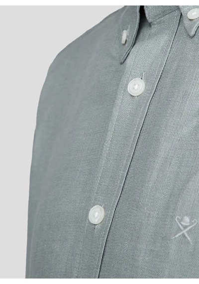 Hackett Yeşil Erkek %100 Keten Slim Fit Gömlek Hm309839