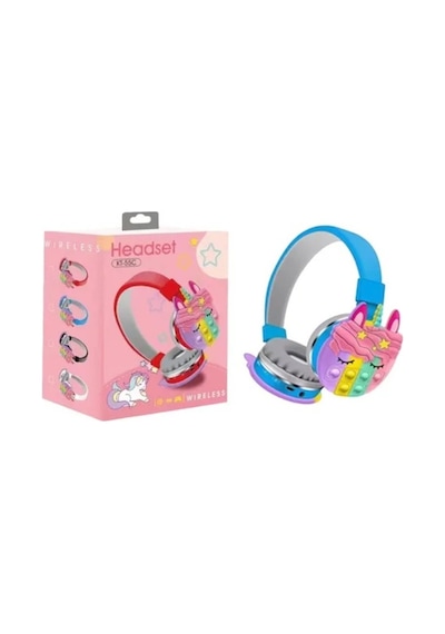 Kt-55c Unicorn Popit Kablosuz Kulaklık Şarjlı Kulaküstü Bluetooth Kulaklığı Mikrofonlu Hafıza Kartı Girişli Sevimli Kulaklık