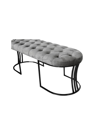 Viego Siyah Bench Puf Açık Gri