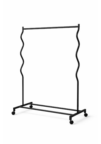 Modern Lüks Desenli Metal Tekerlekli Konfeksiyon Askılığı Kıyafet Askısı Stand Altın
