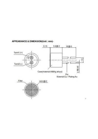 Elektret Kapasitif Mikrofon Kapsülü 6Mm