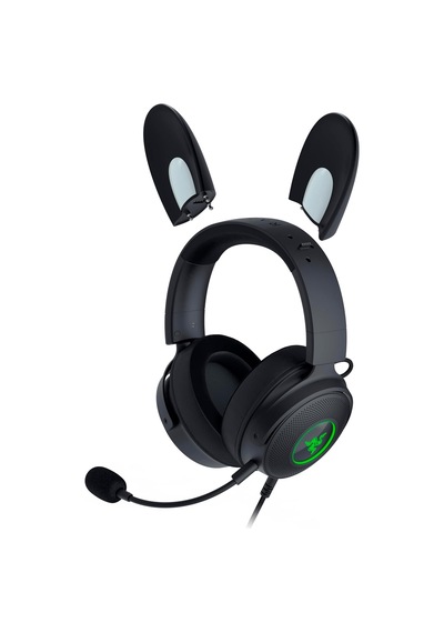 Kraken Kitty V2 Pro - Değiştirilebilir Kulaklı Kablolu Rgb Kulaklık Değiştirilebilir Kitty, Ayı Ve Tavşan Kulakları Reaktif Akış Aydınlatması Siyah Diğer