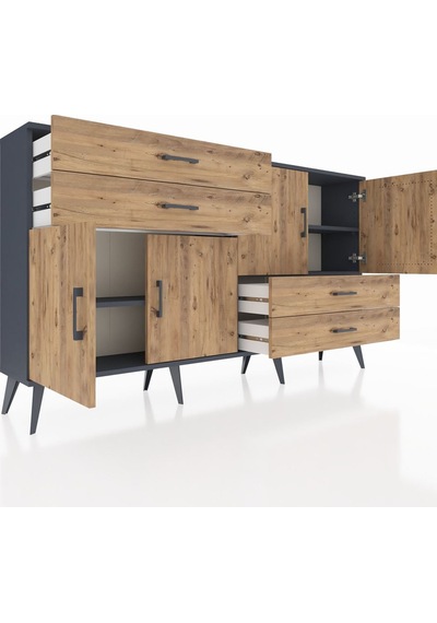 Arges Konsol 3 Raflı 4 Çekmeceli 4 Kapaklı 176x30x99 Antrasit-çam Atlas Çam/atlas Çam - Antrasıt Arges Konsol 3 Raflı 4 Çekmeceli 4 Kapaklı 176x30x99 Antrasit-çam Atlas Çam/atlas Çam - Antrasıt