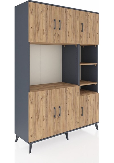 Hyperion Dolap 10 Raflı 6 Kapaklı 132x44x195 Antrasit-çam/çam Antrasit