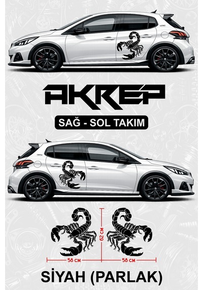 Akrep Yan Kapı Sticker Seti Siyahparlak - 853665230