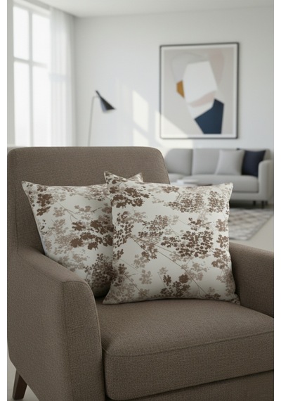 Chevron Bohem Dekoratif Punch Yastık Kırlent Kılıfı 2 Adet 45x45 Hayat Ağacı Kahverengi 45 x 45