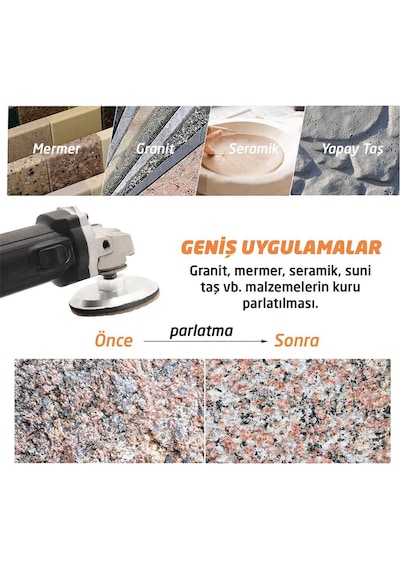6552 Granit Mermer Taş Parlatma Polisaj Ped 100 Mm - 200 Kum